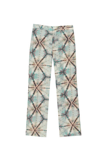 Straight-fit rustic tie-dye trousers