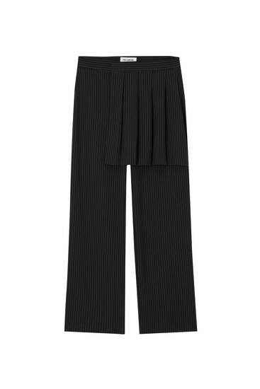 Pinstripe trousers with overskirt
