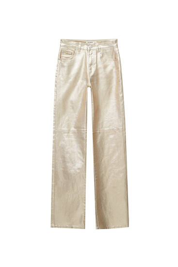 Straight fit metallic trousers