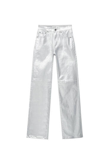 Straight fit metallic trousers