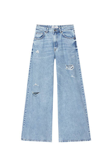 Mid-waist wide-leg jeans