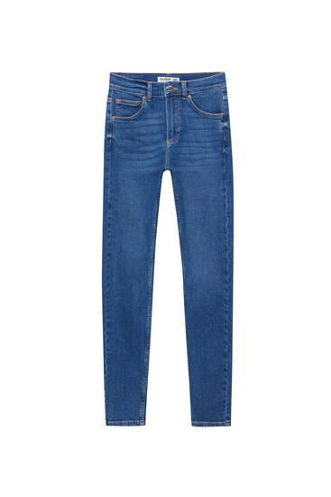 Basic-Skinny-Jeans mit halbhohem Bund
