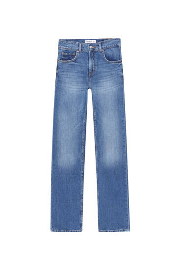 Comfort fit mid-rise straight-leg jeans