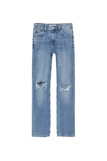 Straight-Leg-Jeans mit Mid-Rise-Bund