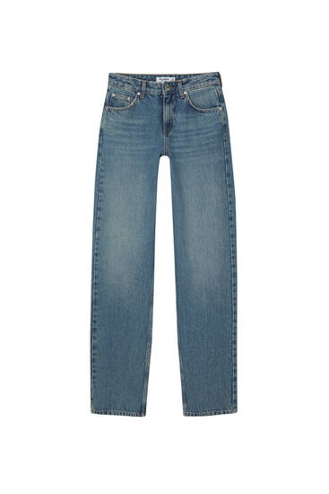 Straight-Leg-Jeans mit Mid-Rise-Bund