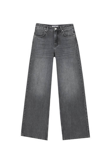 High-rise wide-leg jeans - pull&bear