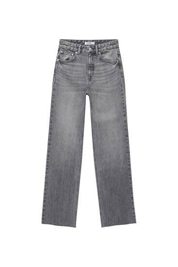 Straight-leg high-waist jeans