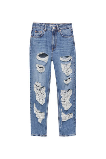 Basic ripped mom jeans
