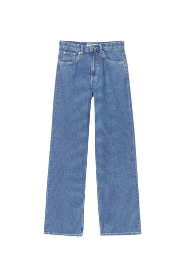 Mid-rise striped baggy jeans - pull&bear