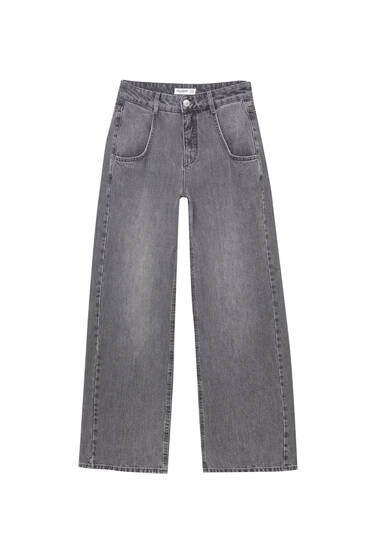 Mid-rise loose fit baggy jeans