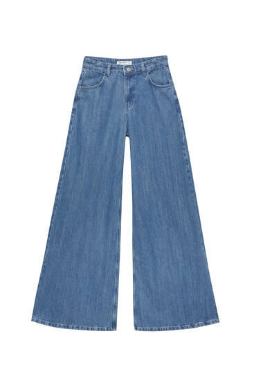 Jeans palazzo de cintura média