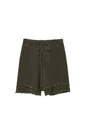Crochet shorts with beading