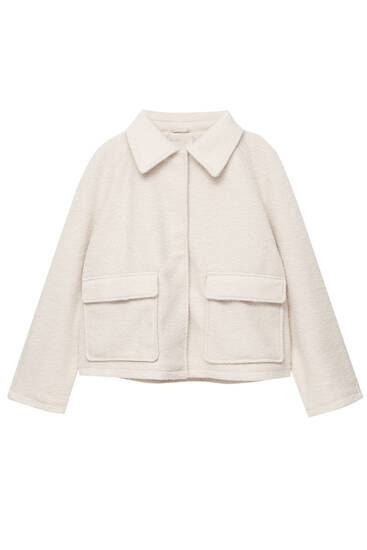 Cropped felt texture jacket - pull&bear