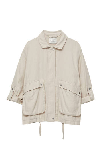 Linen blend jacket with pockets