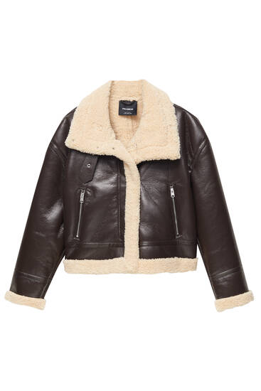 Faux leather double-faced jacket - pull&bear