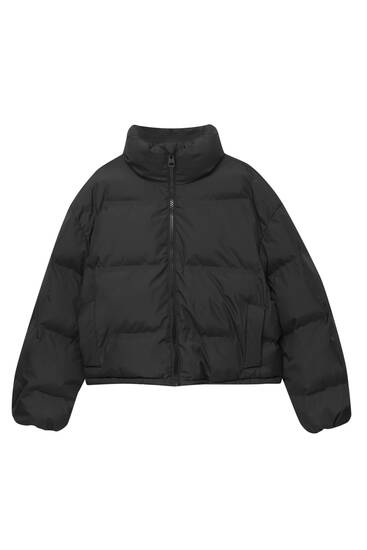 Cropped puffer jacket in ripstop fabric