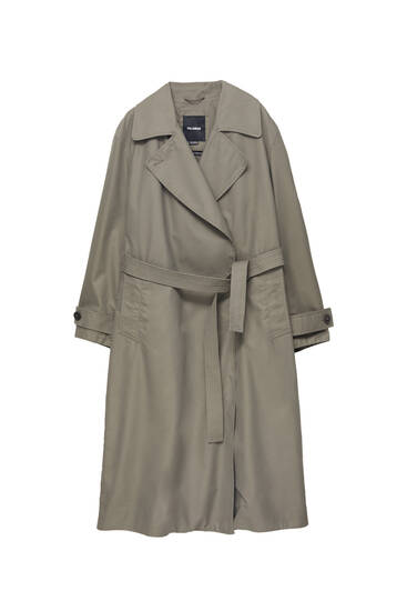 Double-breasted trench coat with buttons