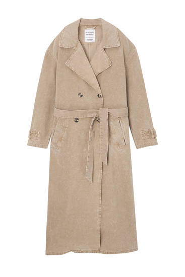 Faded-effect trench coat