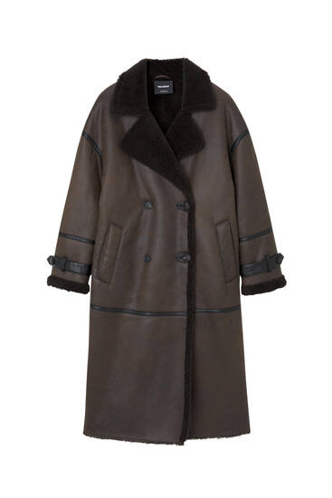 Dlhý kabát s dvojitou textúrou