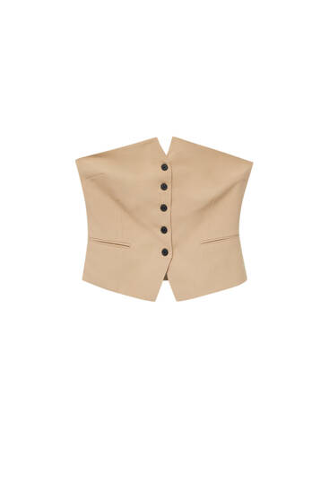 Strapless buttoned waistcoat
