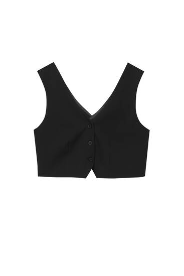 Suit waistcoat with crossover back