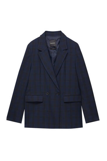 Double-breasted check blazer