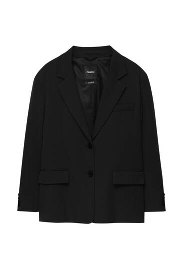 Basic double-breasted buttoned blazer