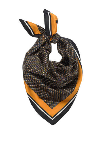 Printed scarf with orange stripe