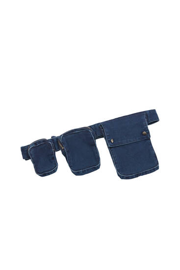 Belt with denim belt bag