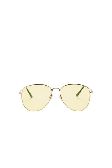 Pilotensonnenbrille mit Gläsern in Gelb