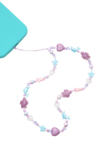 Beaded mobile phone strap