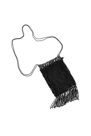 Beaded bag with fringing