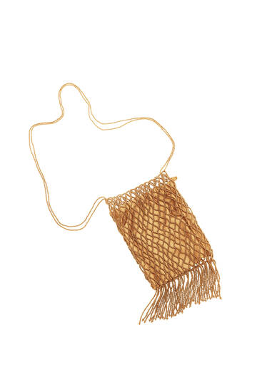 Beaded bag with fringing