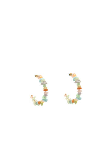 Hoop earrings with coloured stones