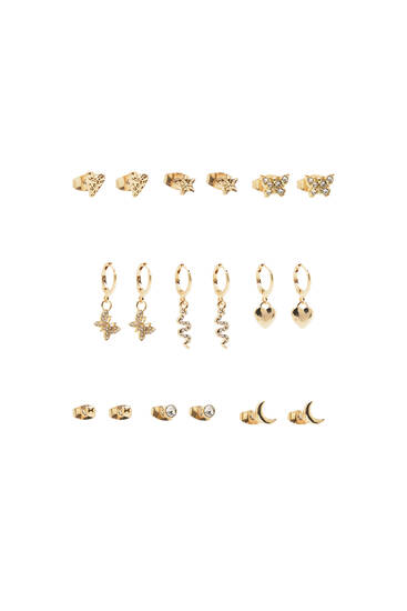 Pack of 9 pairs of earrings