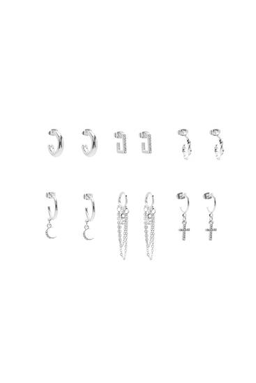 Pack of 6 pairs of hoop earrings