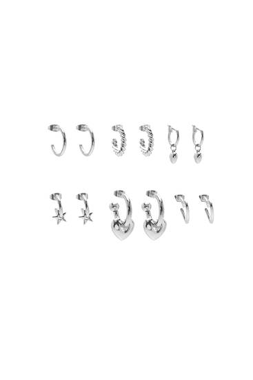 Pack of heart star earrings