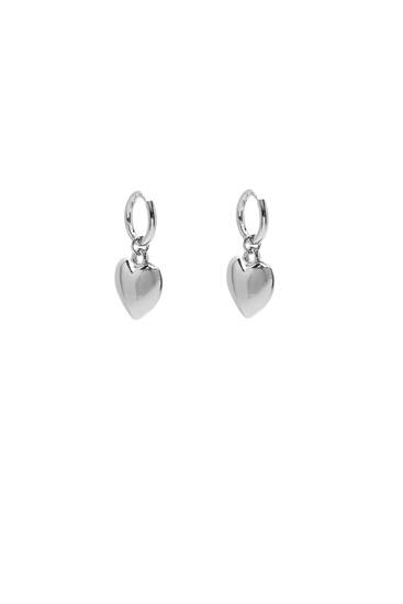 Silver-coloured heart earrings