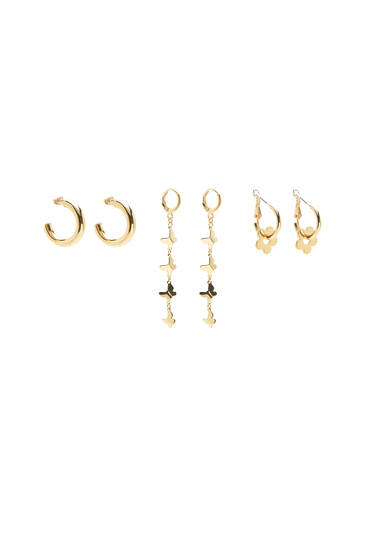 3-pack of golden earrings