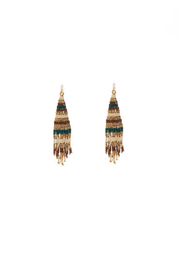 Beaded earrings with fringing