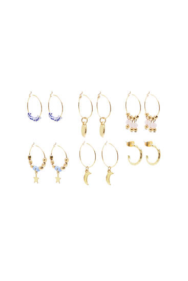 Pack of 6 pairs of hoop earrings