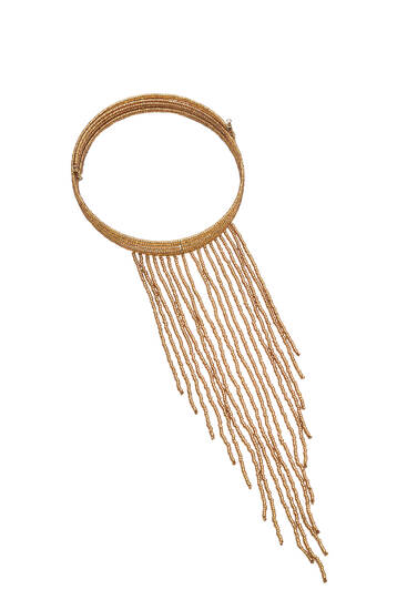 Golden choker with fringing