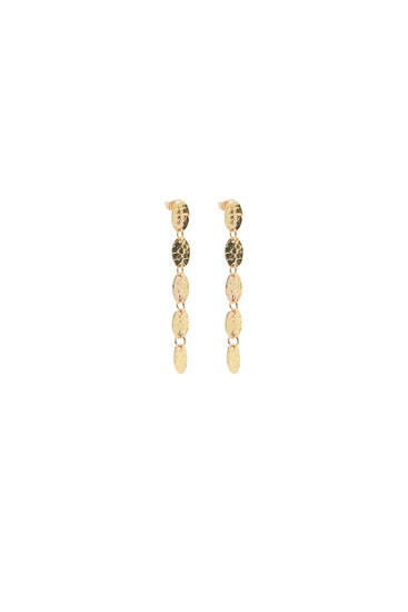 Long gold oval earrings