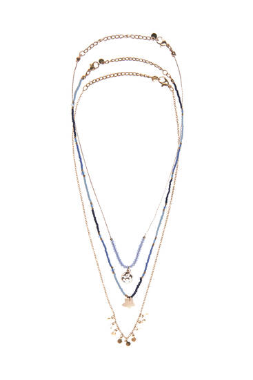 3-pack of blue and gold necklaces
