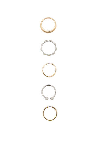 Pack of 6 beaded rings