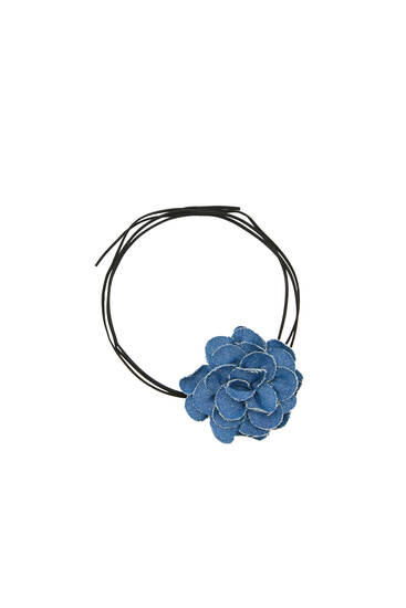 Denim flower necklace