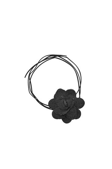 Džínový náhrdelník s květem
