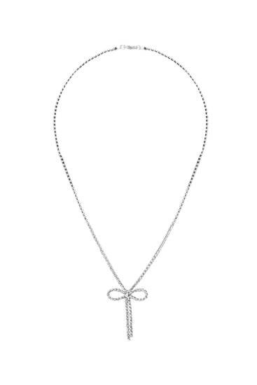 Rhinestone bow necklace