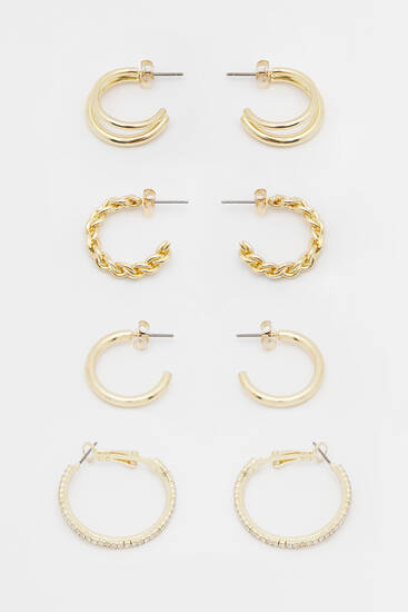 Pack of 6 pairs of gold-toned hoop earrings