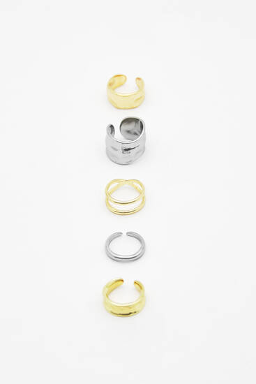 Pack of 5 metallic rings